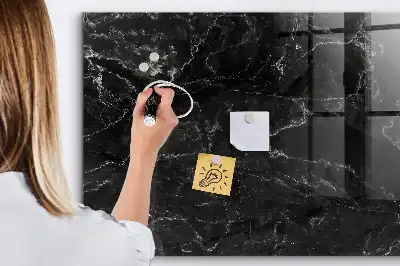 Magnetic dry erase board black marble finish