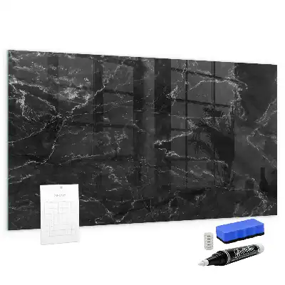 Magnetic dry erase board black marble finish