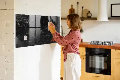 Magnetic dry erase board black marble finish