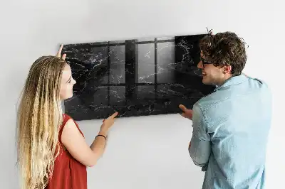 Magnetic dry erase board black marble finish