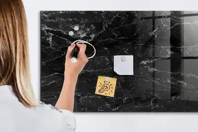 Magnetic dry erase board black marble finish