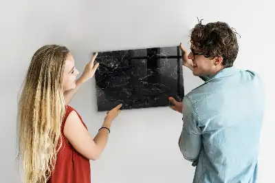 Magnetic dry erase board black marble finish