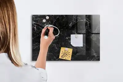 Magnetic dry erase board black marble finish