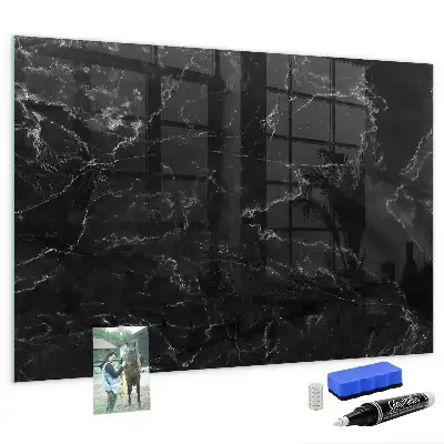 Magnetic dry erase board black marble finish