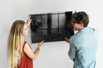 Magnetic dry erase board black marble finish