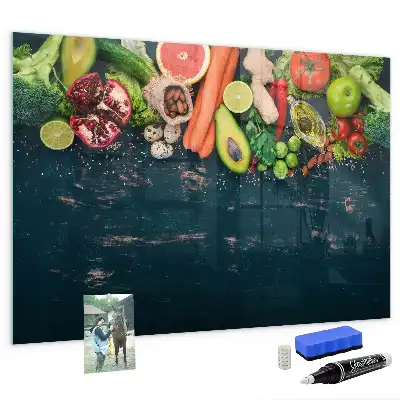 Magnetic dry erase board with vegetables on the table design