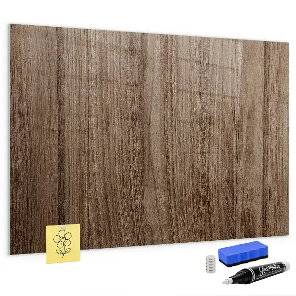 Magnetic erase board with a dark wood frame