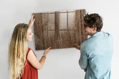 Magnetic erase board with a dark wood frame