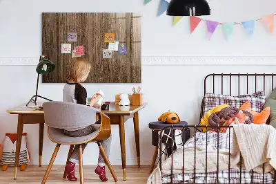 Magnetic erase board with a dark wood frame