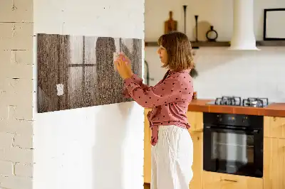 Magnetic erase board with a dark wood frame