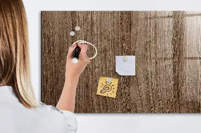 Magnetic erase board with a dark wood frame