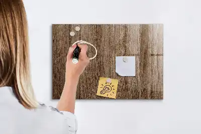 Magnetic erase board with a dark wood frame