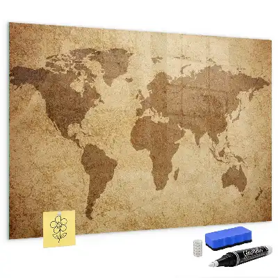 Magnetic erase board vintage world map design