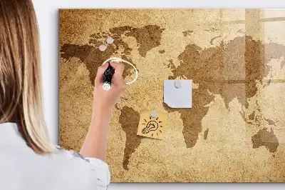 Magnetic erase board vintage world map design