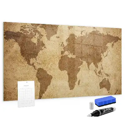 Magnetic erase board vintage world map design