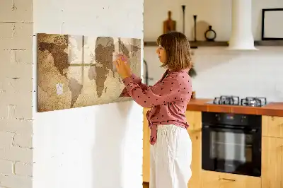 Magnetic erase board vintage world map design