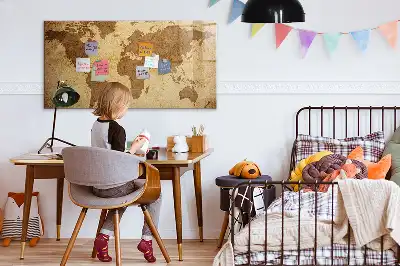 Magnetic erase board vintage world map design