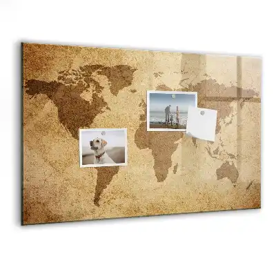 Magnetic erase board vintage world map design