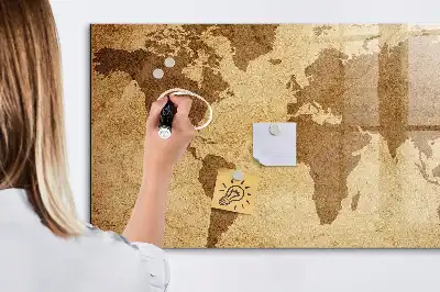 Magnetic erase board vintage world map design