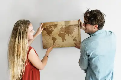 Magnetic erase board vintage world map design