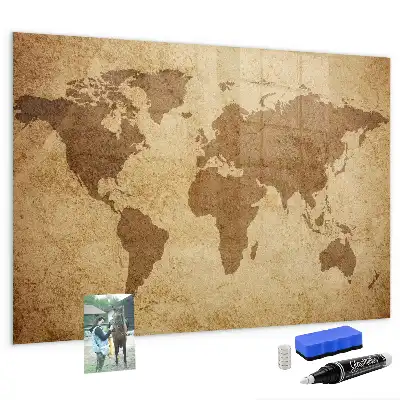 Magnetic erase board vintage world map design