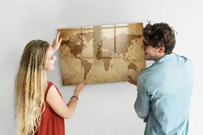 Magnetic erase board vintage world map design