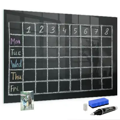 Magnetic dry erase board timetable