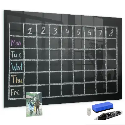 Magnetic dry erase board timetable