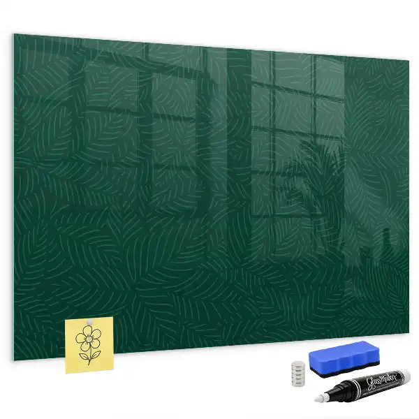 Magnetic dry erase board with leaf pattern