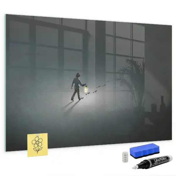 Magnetic erase board wanderer in the dark design