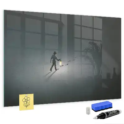 Magnetic erase board wanderer in the dark design
