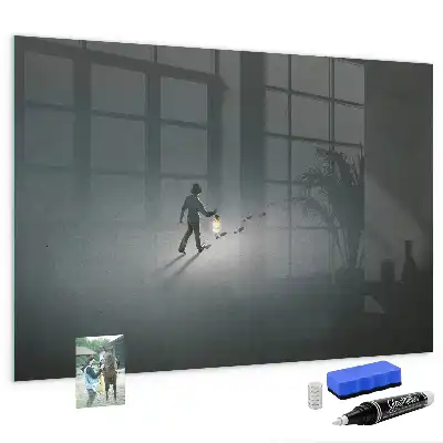 Magnetic erase board wanderer in the dark design