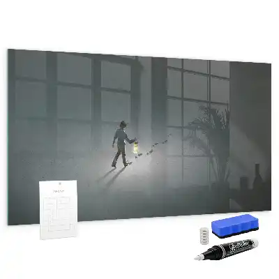 Magnetic erase board wanderer in the dark design