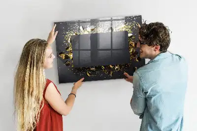 Magnetic dry erase board with gold confetti finish