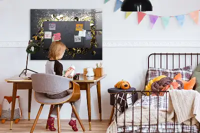 Magnetic dry erase board with gold confetti finish