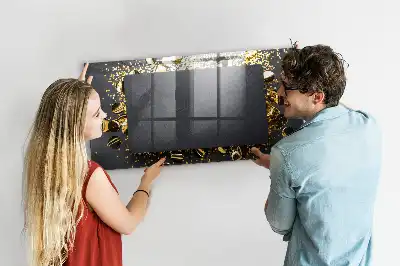 Magnetic dry erase board with gold confetti finish
