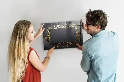 Magnetic dry erase board with gold confetti finish
