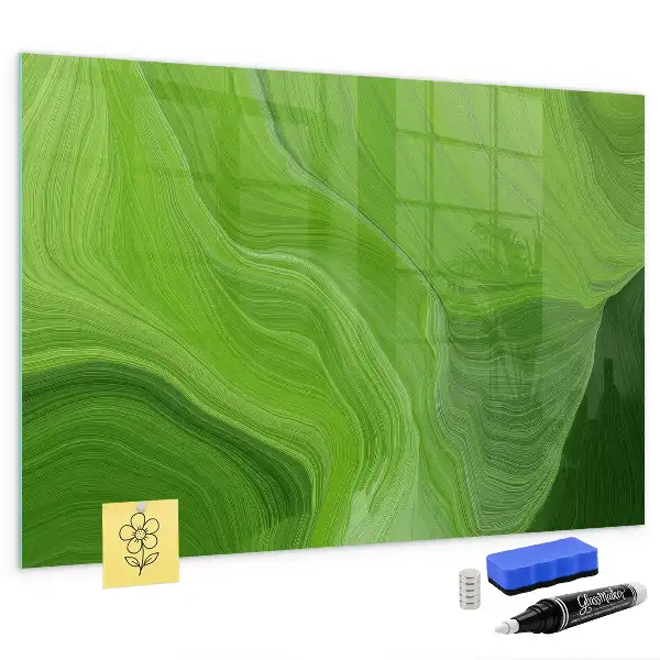 Magnetic dry erase board with a modern waves design