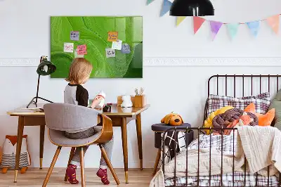 Magnetic dry erase board with a modern waves design