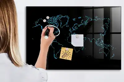Magnetic dry erase board world map outline