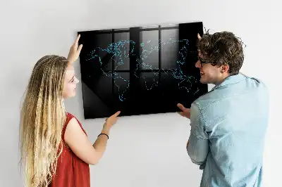Magnetic dry erase board world map outline