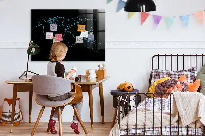 Magnetic dry erase board world map outline