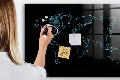 Magnetic dry erase board world map outline