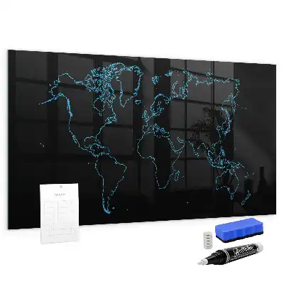 Magnetic dry erase board world map outline