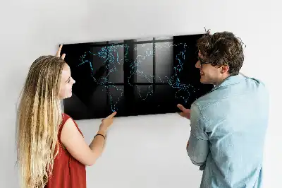 Magnetic dry erase board world map outline