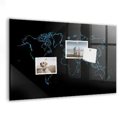 Magnetic dry erase board world map outline