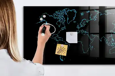 Magnetic dry erase board world map outline