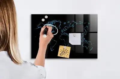 Magnetic dry erase board world map outline