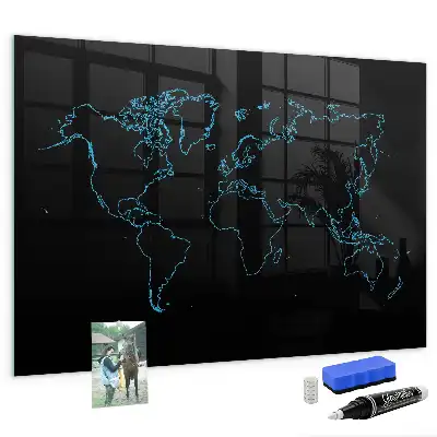 Magnetic dry erase board world map outline