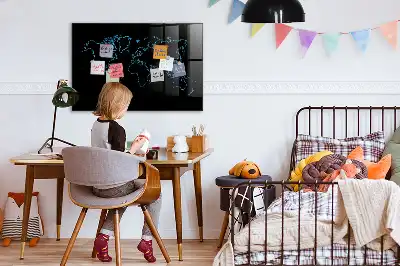 Magnetic dry erase board world map outline